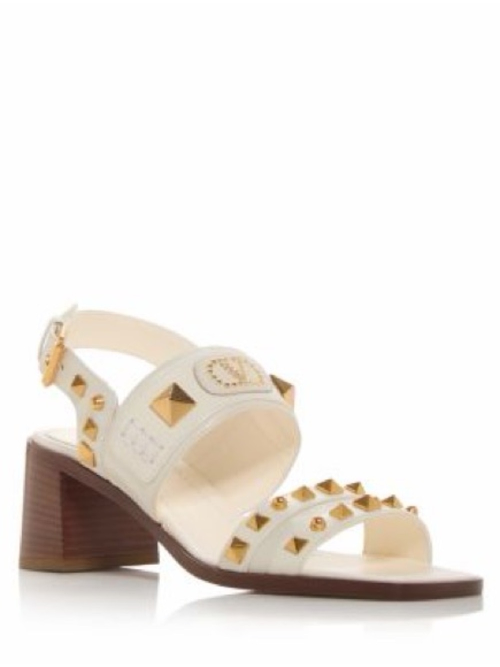 Valentino Garavani White Leather Studded 60mm VG Plaster Caster sandals/ New